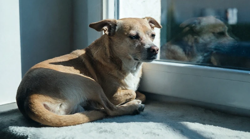 Dog showing signs of separation anxiety